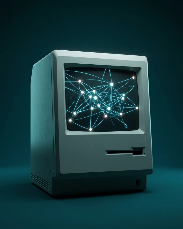 AI / ML shown on a retro computer