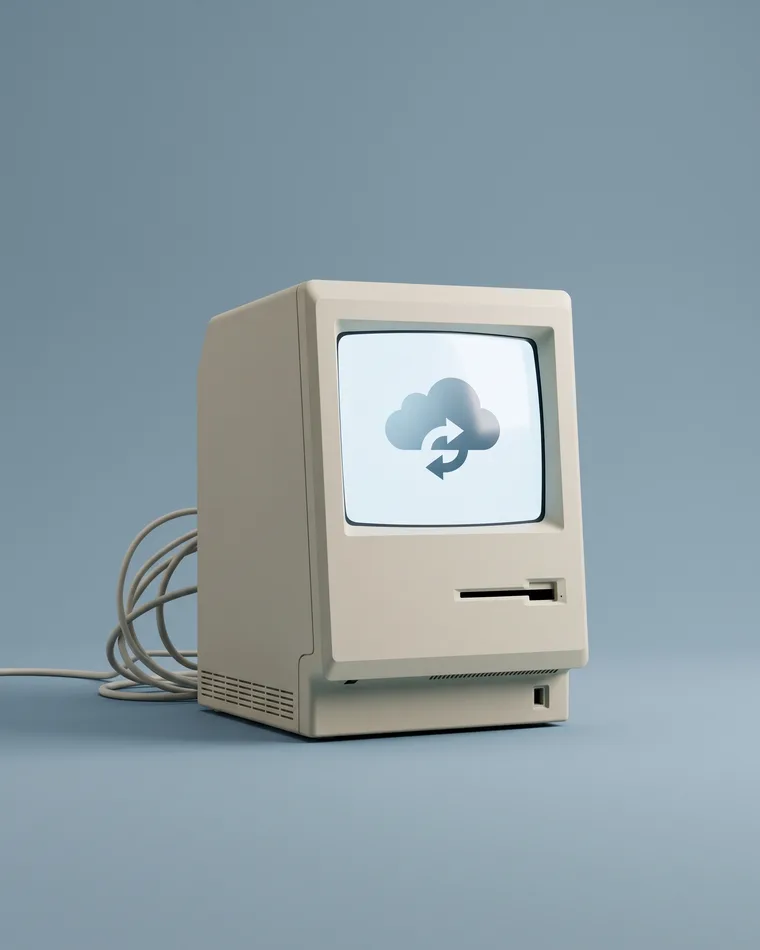 Cloud shown on a retro computer