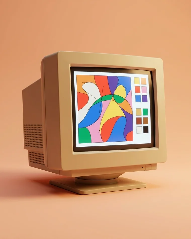 Design shown on a retro computer
