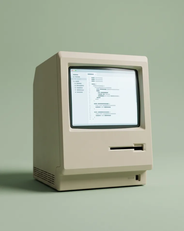 Development shown on a retro computer
